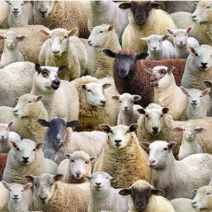 Packed Sheep - Animali da fattoria di Elizabeth's Studio - #600 - Tessuto 100% cotone - Scegli il tuo taglio