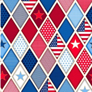 Proud and True - Patriotic Diamonds - # 29478 -X - von Quilting Treasures - 100% Baumwolle gewebter Stoff - Wähle Cut