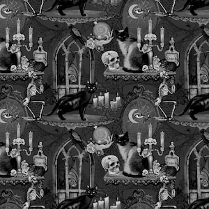Spell on You - #D92-LZ Black/Gray - by Freckle & Lollie - 100% Cotton Woven Fabric - Choose Your Cut