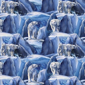 Polar Frost - Polar Bears on Ice - Pattern #24842-46 - by Northcott - 100% Cotton Woven Fabric, Choose Your Cut