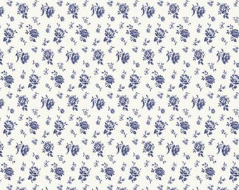 Jasper Blue - Calico - # 54371-1 Ivory - Windham Fabrics - 100% Cotton Woven Fabric - Choose Your Cut