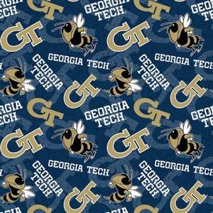 Georgia Tech - #GT-1178 - Tono sobre tono - Yellow Jackets - Tejido 100 % algodón - Elige tu corte