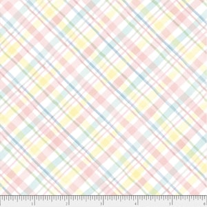 Bunnies and Blooms - Soft Plaid - #BUNN 5663 LMU - by P & B Textiles - 100% Cotton Woven Fabric - Choose Cut