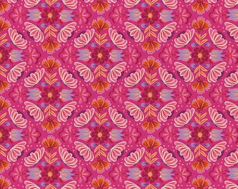VIVA MEXICO! - Pattern # 120-21274 - Floral on Pink - Paintbrush Studio - 100% Cotton Woven Fabric, Choose Your Cut