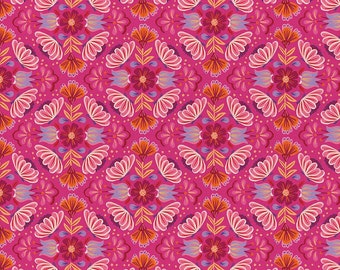 VIVA MEXICO! - Pattern # 120-21274 - Floral on Pink - Paintbrush Studio - 100% Cotton Woven Fabric, Choose Your Cut