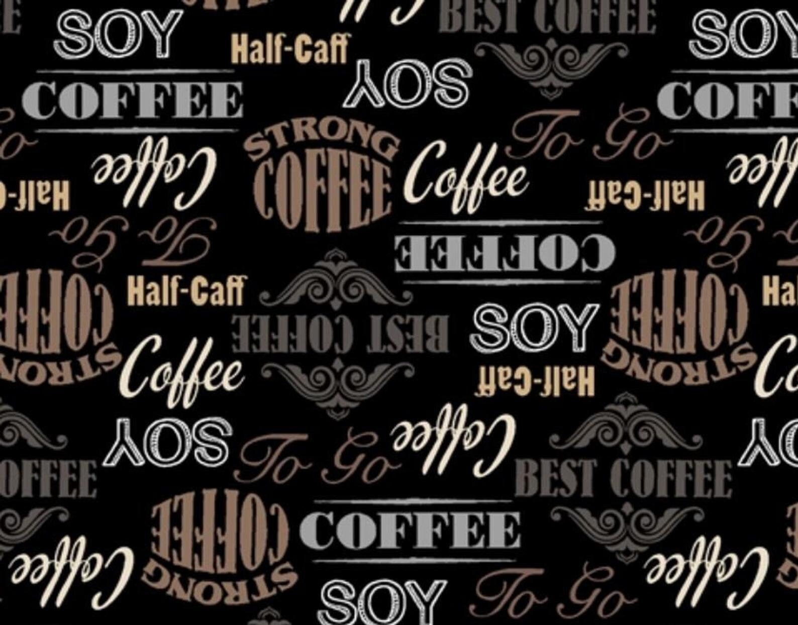 Coffee Shop Pattern 52261 2 Coffee Words Black By Etsy
