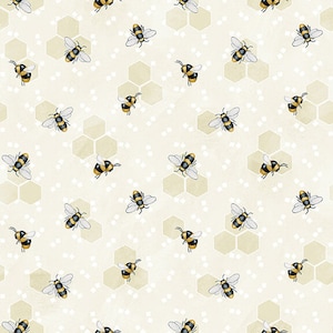 Remnant 31 inches - Bee You! - Bees - #103-40 Cream - by Henry Glass - 100% Cotton Woven Fabric