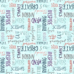 Sew Be It - Words Teal - #3022 32097 443 - by Wilmington Prints - 100% Cotton Woven Fabric - Choose Your Cut