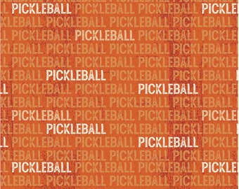 Pickleball Champ - Tonal Orange Words - #PCHA 5269 I - by Courtney Morganstern for P & B Textiles - 100% Cotton Woven Fabric - Choose Cut