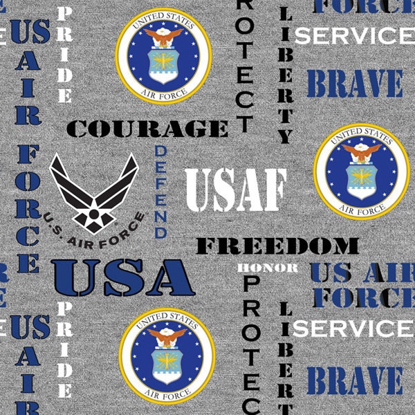 US Air Force - Military Cotton Pattern # 1181AF - Heather Print - Sykel Enterprises - 100% Cotton Woven Fabric - Choose Your Cut