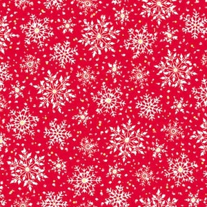 サンタの夜遊び - 雪の結晶 - #28398 - レッド - Quilting Treasures 製 - 100% コットン織物 - カットを選択