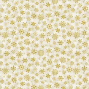 Holiday # CM3627 Cream - Gold Metallic Snowflakes - by Timeless Treasures - 100% Cotton Woven Fabric - Choose Your Cut