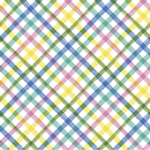 Peek-A-Boo Bunnies - # 1562-17 Multi - Bias Plaid - by Henry Glass - 100% Cotton Woven Fabric - Choose Your Cut