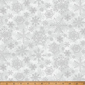 Winter&#39;s Eve - #W5361-113S-Frost-Silver - Metallic Accents - by Hoffman - 100% Cotton Woven Fabric - Choose Cut