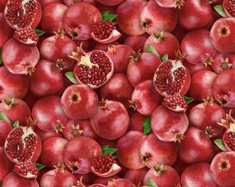 Food Festival - 721 Deep Red - Pomegranates - Elizabeth's Studio - 100% Cotton Woven Fabric, Choose Your Cut