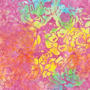 BATIK - Aquarela Sunshine PINK MULTI - Padrão # 836Q-2 - por Anthology - 100% Algodão - Escolha seu corte