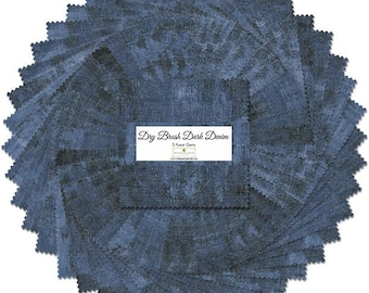 42 Piece Charm Squares - Dry Brush Dark Denim COLOR - 5 In Squares - 5 Karat Gems - by Wilmington Prints - 100% Cotton Woven Fabric