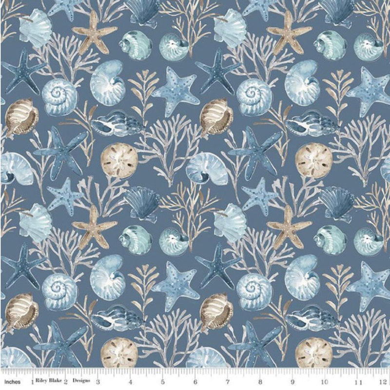 Coastal Coral Fabric - Etsy