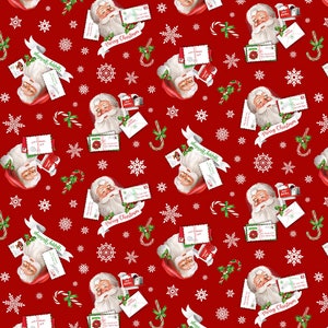 Cartas a Papá Noel - Santas tirados - Patrón n.° DP27129-24 - de Northcott - Tejido 100 % algodón - Elige el corte