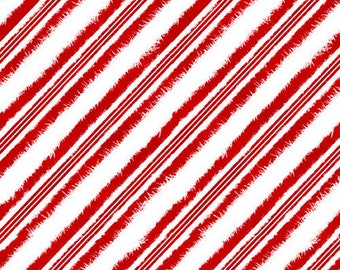 Welcome Winter - #9709-8 Red/White - by Henry Glass - Diagonal Stripes - Christmas Coordinate - 100% Cotton Woven Fabric, Choose Your Cut