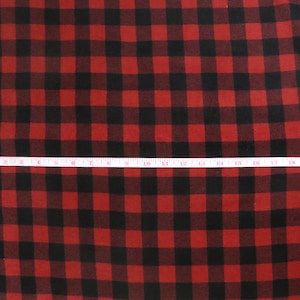 Elk Mountain - Czerwona i Czarna Kratka Buffalo FLANELA - Clothworks - 100% Bawełniana Tkanina FLANELA