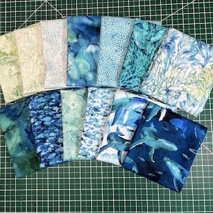 Deep Blue - 13-delat Fat Quarter-set - av Northcott - Komplett kollektion - 100 % bomullsvävda tyger - Kan även köpas till matchande panel