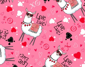 Love Ewe - Love Ewe Toss - # 28553 -P - by Quilting Treasures - 100% Cotton Woven Fabric - Choose Cut