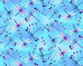 Dragonflies on Navy 100% Cotton Fat Quarter Half or Whole Metre