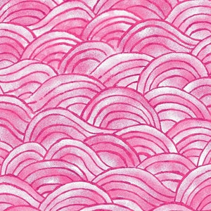 Surfside - #D10-A Pink - Waves - by Freckle & Lollie - 100% Cotton Woven Fabric - Choose Your Cut