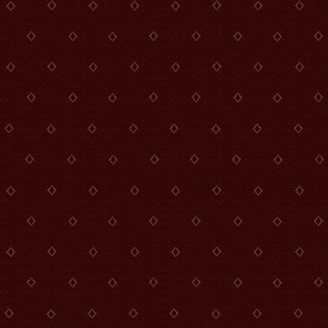 May include: A dark red fabric with a repeating pattern of small white diamonds.
