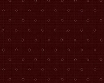 REMNANT 13 Inches - Scrap Happy - Diamond Dobbie - Wine - Pattern # GLA-2618Y-89 - Henry Glass Fabrics - 100% Cotton Woven Fabric