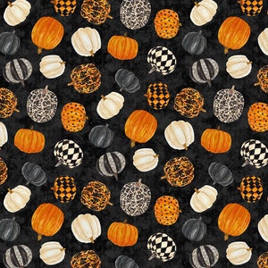Hallow&#39;s Eve - Tossed Pumpkins - Pattern #27085-99 - by Northcott - 100% Cotton Woven Fabric - Choose Your Cut