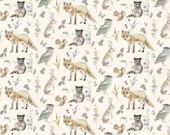 Wildwood Digital Animals - Y4371-57 Cream - by Clothworks - 100% Cotton Woven Fabric - Choose Your Cut