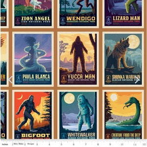 Nationalparks Poster - Legends of the Parks - #CD13281-SIENNA - Riley Blake - 100% Baumwollgewebe - Verkauft im 23-Zoll-Rapport