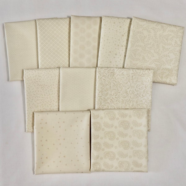 Caramel Macchiato 10 Piece Fat Quarter Set - Cream Reproduction Fabrics - by Wilmington - 100% Cotton Woven Fabric
