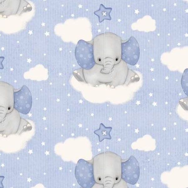 Comfy FLANNEL Print - #N-0956-11 Blue - Elephants - by AE Nathan - 100% Cotton FLANNEL Fabric - Cuts Will be Continuous