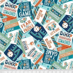 Pickleball Champ - Tossed Signs - #PCHA 5265 LT - by Courtney Morganstern for P & B Textiles - 100% Cotton Woven Fabric - Choose Cut