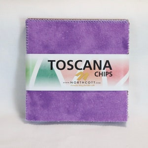 Charm Squares - Toscana Chips - by Northcott - Shades of Purple - 42 Precut 5 Inch Squares - 100% Cotton Woven Fabric
