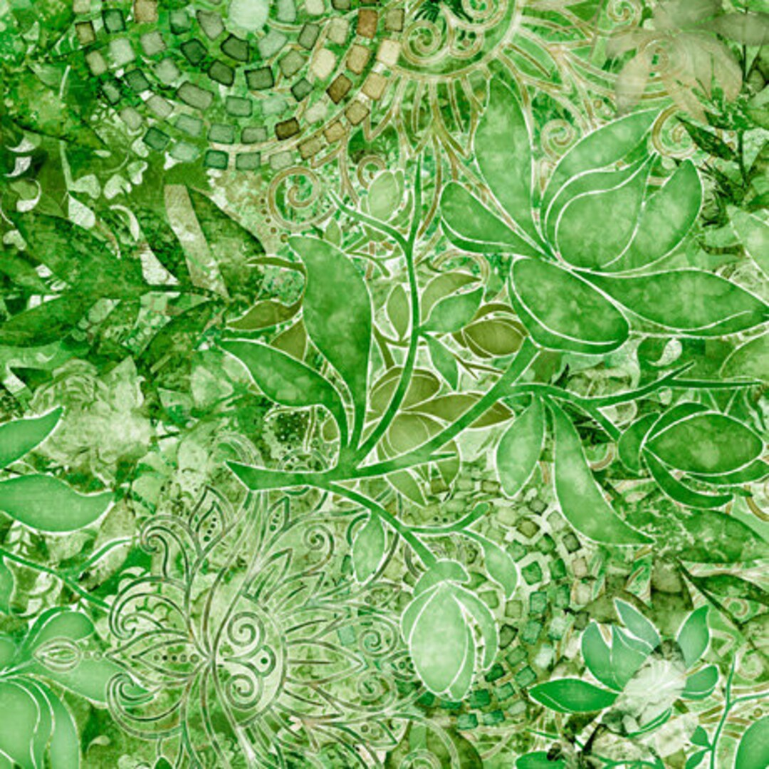 【税込?送料無料】 FLORALESSENCE Quilting by Floral Green of Shades H 28441 アニメ