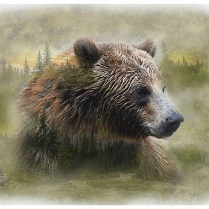 Call of the Wild - Grizzly - by Hoffman - #U5063-260-Grizzly - 100% Cotton Woven Fabric Panel - 32" tall x 43.25" wide - Digitally Printed