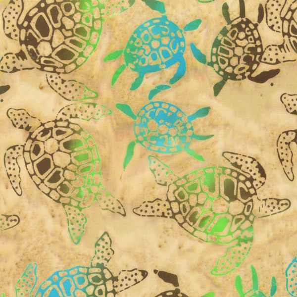 BATIK - Land and Sea - Pattern # 9055Q-1 SAND - Sea Turtles - by Anthology - 100% Cotton - Choose Your Cut