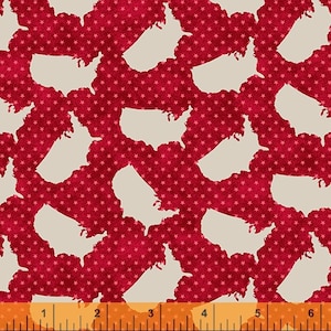 AMERICAN ROAD TRIP - Stars and States Red - Pattern # 52337-5 - Windham Fabrics, 100% Cotton Woven Fabric, Choose Your Cut