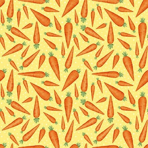 REMNANT 2/3 Yard - EASTER FUN Q-2572-44 - Carrots on Yellow - by Henry Glass - 100% Cotton Woven Fabric