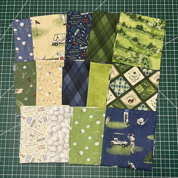 Tee Time - 14 Piece Golfing Fat Quarter Set - by Clothworks - Cotton Fabrics