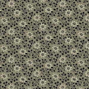 Reminiscence - Flower Vine Black - Reproduction Print - #A-335-K - by Andover - 100% Cotton Woven Fabric - Choose Cut