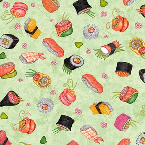 ORDER UP - Sushi - Style # 28527 -H - by Quilting Treasures - 100% Cotton Woven Fabric - Choose Cut