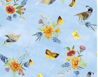 Last 31 inches - Golden Poppies Main Blue - C11800-BLUE - by Riley Blake - Cotton Fabric