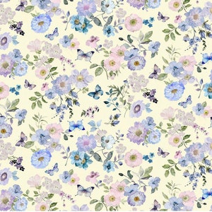 Butterfly Dreams - Mediano Floral y Mariposas - #FLEUR-CD2909 CREMA - de Timeless Treasures - Tejido 100 % algodón - Elige tu corte