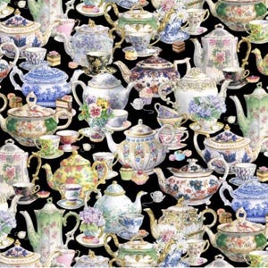 Fancy Tea - #34000 Schwarz - Teekannen - Elizabeth&#39;s Studio - 100% Baumwollwebstoff - Wähle Deinen Schnitt