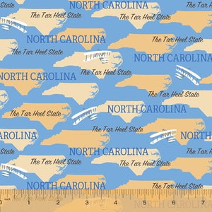 Remnant 22 Inches - State Pride - North Carolina - The Tar Heel State - by Whistler Studios for Windham Fabrics - 100% Cotton Woven Fabric